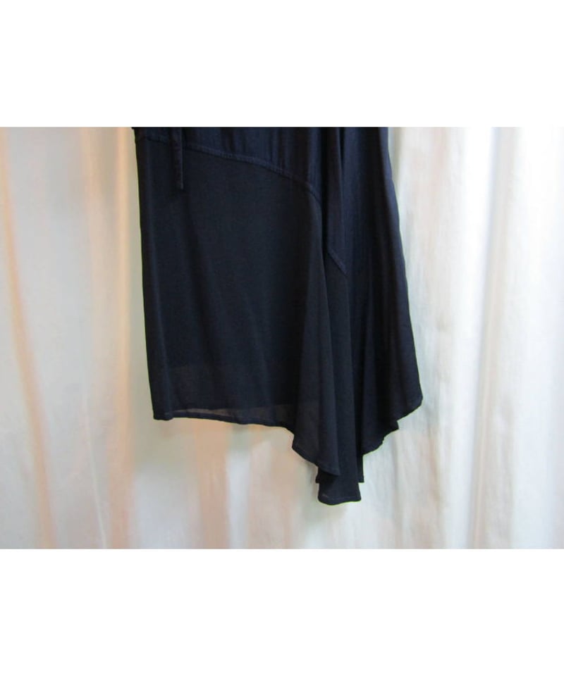 赤タグ Y's yohji yamamoto 紺 切替デザイン巻きスカート YT-S55-85