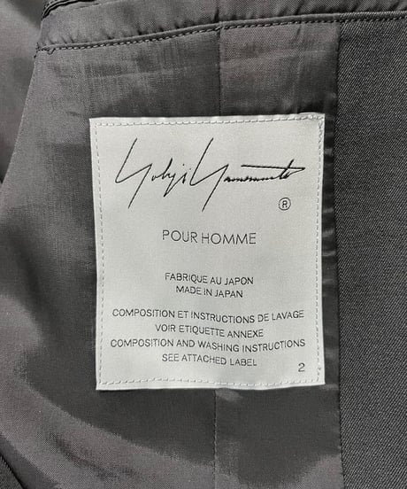 2022AW yohji yamamoto pour homme 2重襟デザインロングジャケット（HE-J57-100）