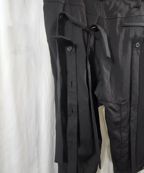 2020ss yohji yamamoto pour homme 黒 デザインパンツ  (HN-P54-100)