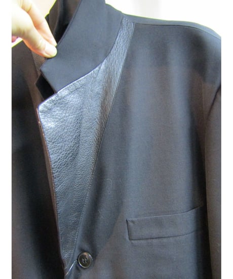 96aw yohji yamamoto pour homme vintage レザー切替えデザインジャケット