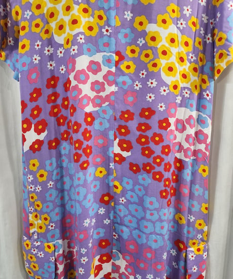 難ありAD1996 COMME des. GARCONS 青山オリジナル 赤 プリントワンピース (KX-615190)