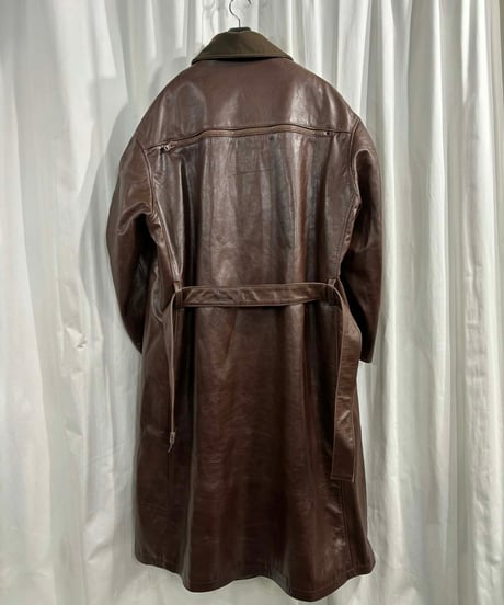 1991AW 6.1THE MEN yohji yamamoto pour homme ジッパー付きレザーロングコート（H-C-252xxx）