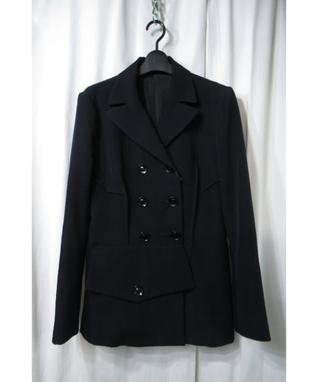 04aw yohji yamamoto femme 紺 ポケットデザイン ダブルジャケット（FJ-J06-803）