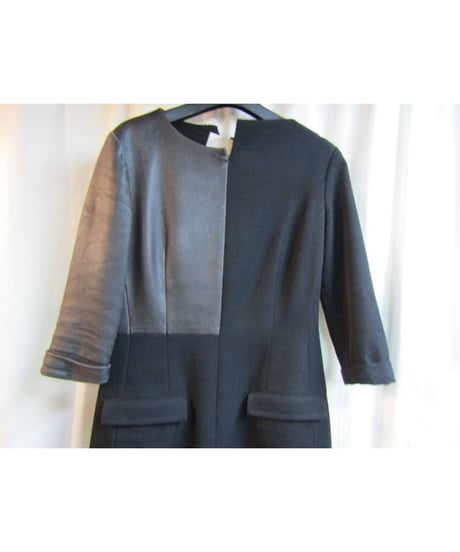 02aw yohji yamamoto femme レザー切り替タイトワンピース FM-D22-817