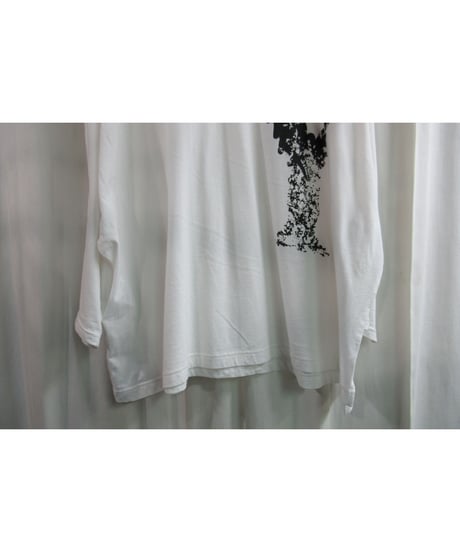 20aw B yohji yamamoto +noir 白 【Y】 プリントカットソー NR-T61-077