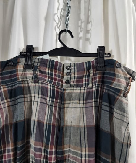 1996ss yohji yamamoto pour homme 花と少年期 チェック7分丈パンツ (HF-P67-267)