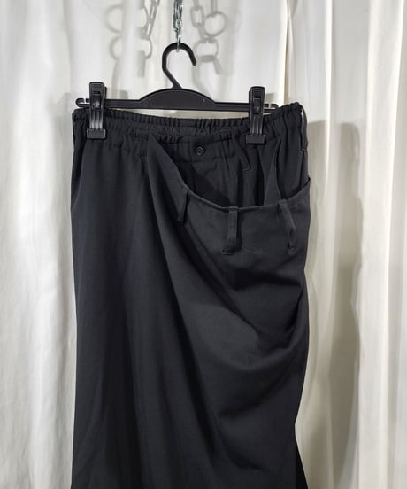 14ss yohji yamamoto pour homme 黒 変形ラップパンツ (HG-P37-100)
