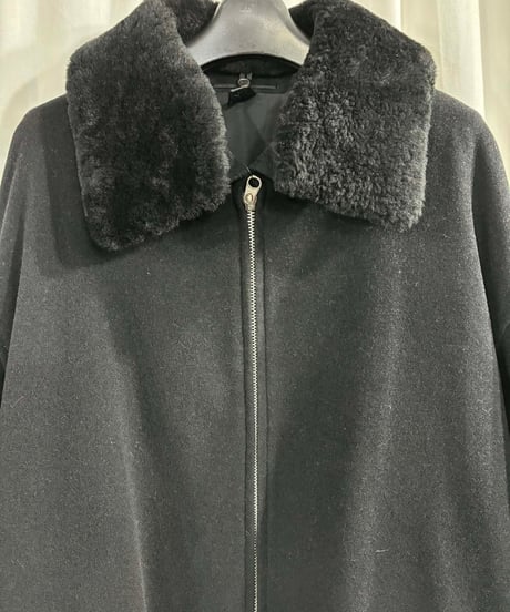 1991AW 6.1THE MEN yohji yamamoto pour homme  ジッパー付きメルトンハーフコート（H-C-251xxx）