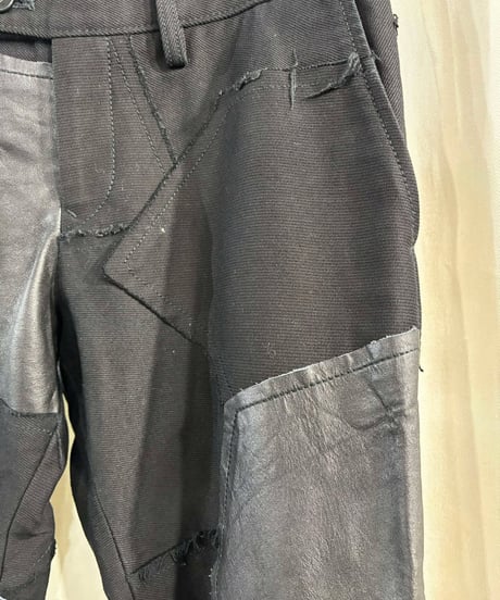 Y's yohji yamamoto レザ－切替パッチワークパンツ（YB-P11-803）