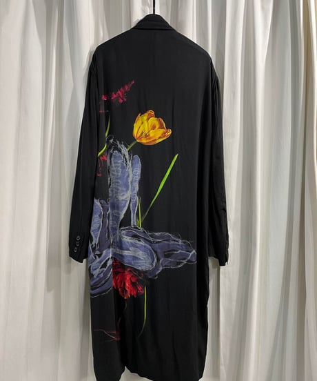2019SS yohji yamamoto pour homme 花プリントWジップアップロングジャケット（HH-J25-233）