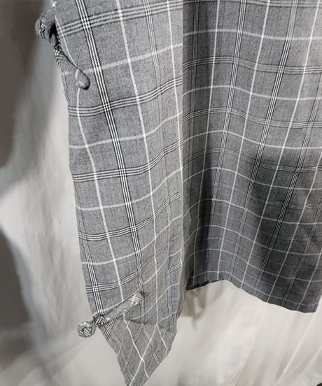 yohji yamamoto pour homme グレーチェックチャイナ風デザインブラウス (HB-B21-928)