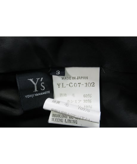 Y's yohji yamamoto フライフロント ハーフコート YL-C07-102