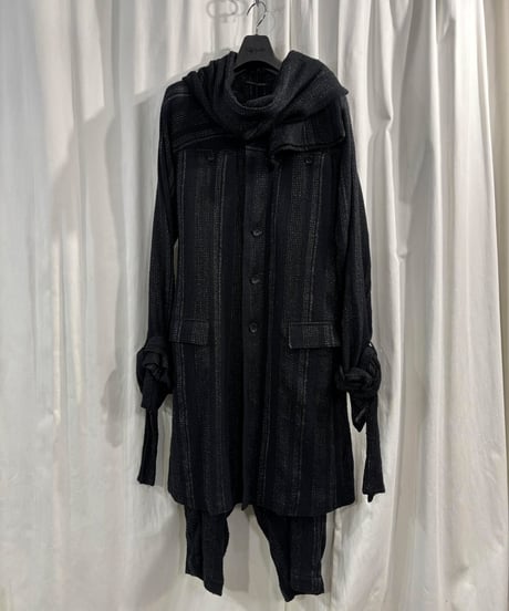 2024SS yohji yamamoto pour homme 取り外し可能ストールジャケットセットアップ（HS-J15-010-ST）