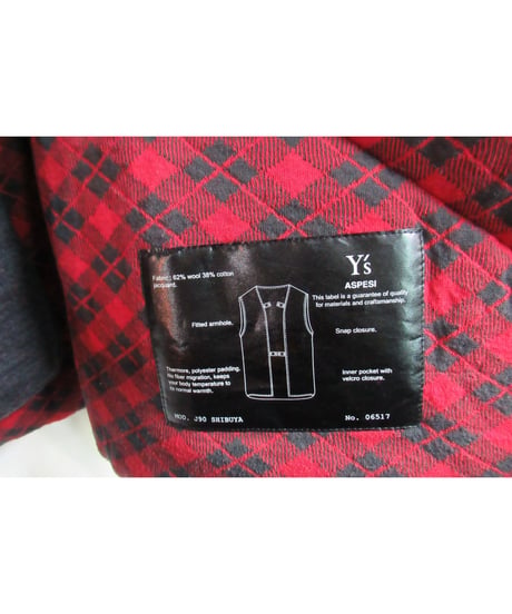 美品 Y's × ASPESI yohji yamamoto ベスト離脱可 シワ加工ジャケット（MX-J90-910）