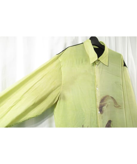 Ground Y yohji yamamoto 河鍋暁斎 鳥獣戯画プリント ロングブラウス（GN-B17-854）