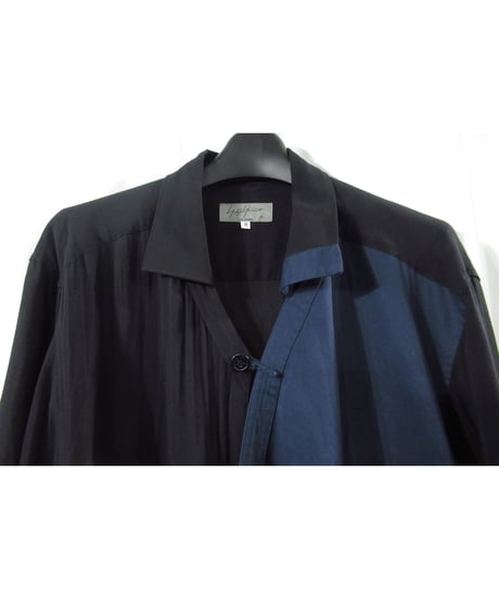 17ss yohji yamamoto pour homme 素材 カラー切替え デザインブラウス（HD-B19-804）