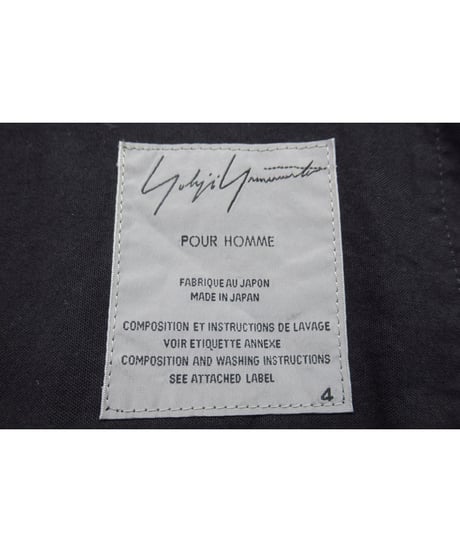 16ss yohji yamamoto pour homme ポケットデザイン コットン ステンカラーロングジャケット（HO-J35-017）