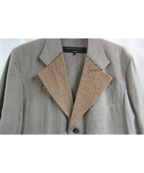 AD2002 COMME des GARCONS 茶 襟切替えデザインジャケット HG-J014