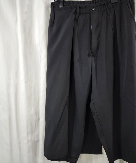 14ss yohji yamamoto pour homme 黒 変形ラップパンツ (HG-P37-100)