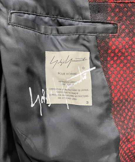 2020aw yohji yamamoto pour homme チェックデザイン 赤 ロングコート （HR-C13-127）