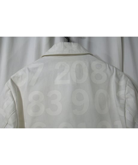 レア AD2002 初期 JUNYA WATANABE MAN×ルイスレザーLewis Leathers 白数字プリントライダースコットン素材ブルゾン（WI-J036）