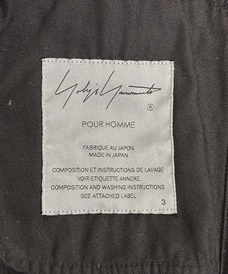 2022SS yohji yamamoto pour homme 脇ファスナーロングジャケット（HG-J56-037）