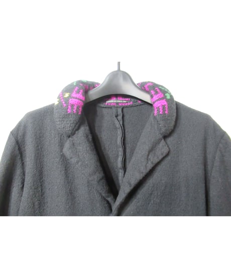 00aw yohji yamamoto pour homme 縮絨 襟ニットデザインジャケット②（HT-J10-150）