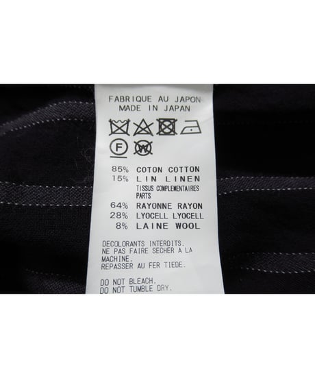 17ss yohji yamamoto pour homme 半身ストライプ レイヤードデザイン ノーカラーブラウス（HD-B25-809）