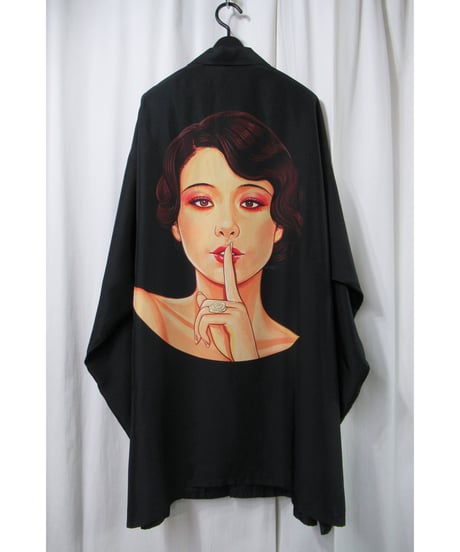18ss yohji yamamoto pour homme サイトウ ユウスケ YUSUKE SAITOH モダンガールプリント シルク ロングブラウス（HW-B95-424）