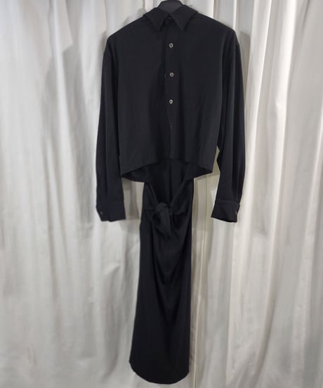 1992ss yohji yamamoto femme M's collection vintage 黒 デザインドレス  (FZ-D11-100-2)