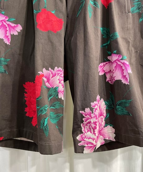 2020SS yohji yamamot pour homme 花プリントハーフパンツ（HN-P95-043）