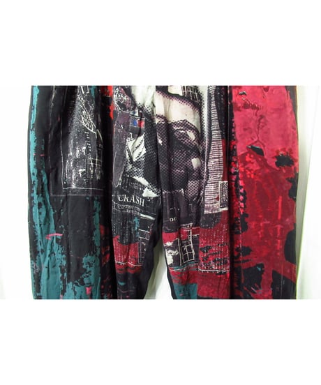SAMPLE 16aw BLACK Scandal yohji yamamoto pour homme プリントデザインパンツ（HR-P46-840）