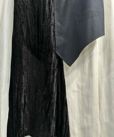 美品 2019SS yohji yamamoto pour homme ベルベット切替アシンメトリーベスト（HH-V13-842）