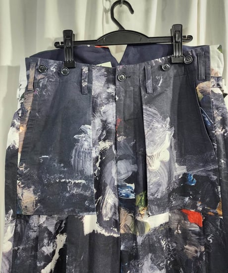 2016ss yohji yamamoto pour homme 朝倉絵画プリントデザインパンツ (HO-P60-024)