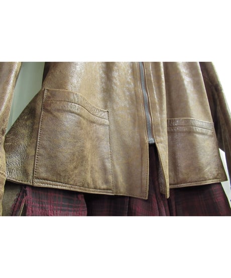レア 95aw yohji yamamoto femme vintage バック 裏地デザイン レザージャケット（FE-J32-709）