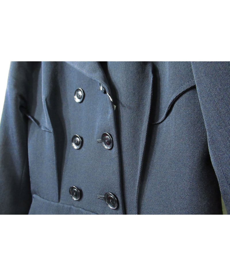 04aw Yohji Yamamoto femme ウールメルトンダブルコート Yohji Yamamoto FEMME Melton Wool Buttonless Coat Black 1 (K-120730)