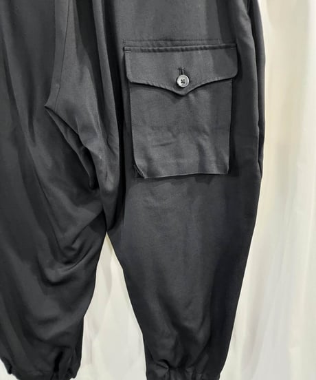 2017ss yohji yamamoto pour homme 黒 ミリタリーデザインパンツ (HD-P77-100)