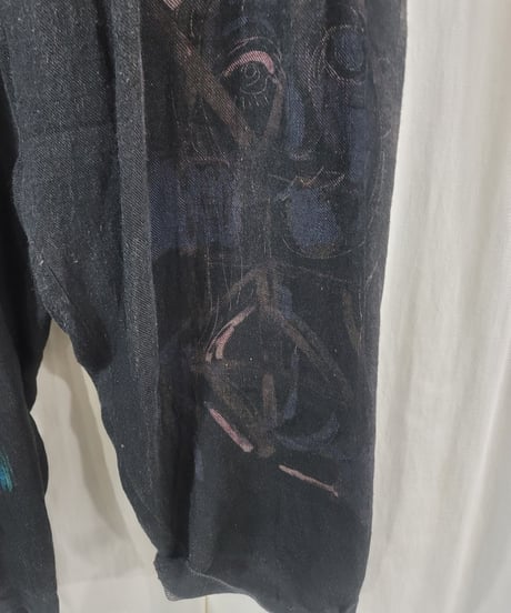 2020ss yohji yamamoto pour homme 麻 プリントパンツ(HN-P38-803)