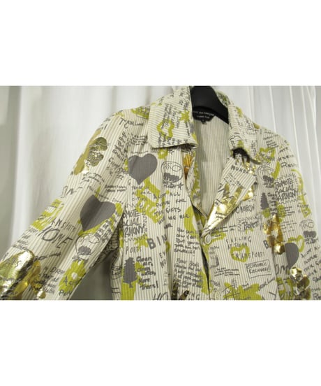 AD2006 COMME des GARCONS HOMME PLUS コットン ストライプ プリントデザインジャケット（PS-J069）
