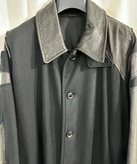 2015AW yohji yamamoto pour homme   vintage レザー切り替えコート（HY-C08-804）
