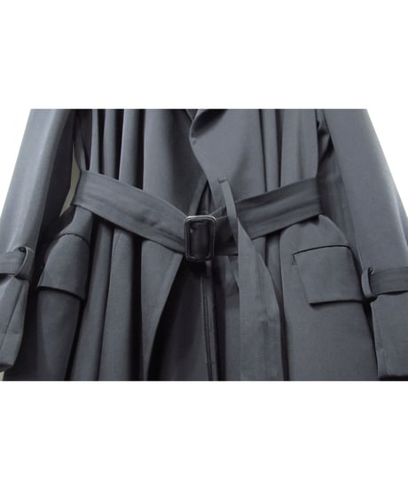 96aw yohji yamamoto femme vintage ベルトデザイン ボタンレスロングコート（FG-C10-106）
