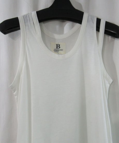 新品 19ss B yohji yamamoto +noir 白 ショルダーデザインノースリーブカットソー NH-T51-270