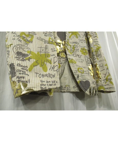 AD2006 COMME des GARCONS HOMME PLUS コットン ストライプ プリントデザインジャケット（PS-J069）
