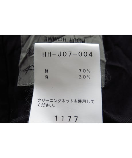 19ss yohji yamamoto pour homme シワ加工 麻混 コットンジャケット（HH-J07-004）