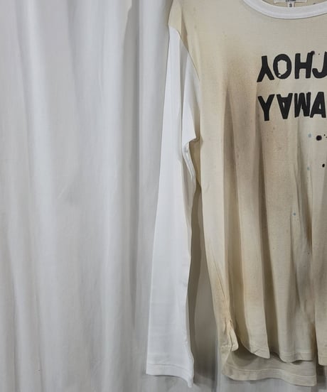 2008AW yohji yamamoto pour homme ヨウジロゴ入り袖切り替えカットソー　HM-T12-963