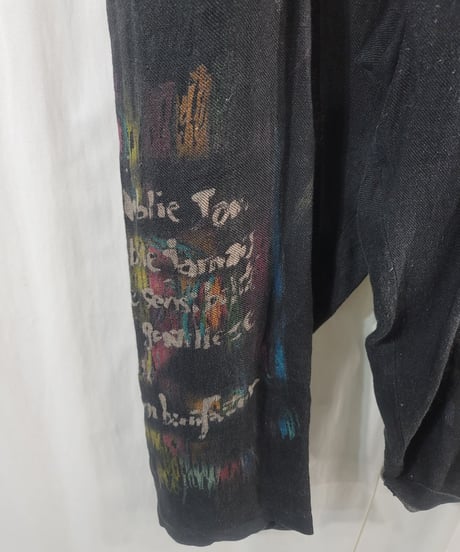2020ss yohji yamamoto pour homme 麻 プリントパンツ(HN-P38-803)