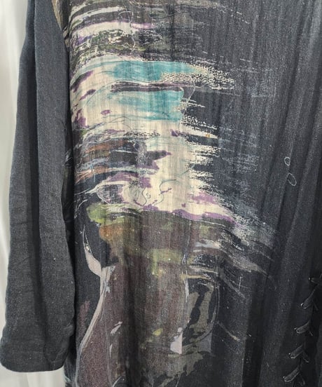 2020ss yohji yamamoto pour homme 麻 デザインロングブラウス(HN-B28-801)