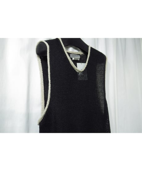 97ss yohji yamamoto pour homme vintage 麻 スリーブレス デザインニット（HU-K49-308）
