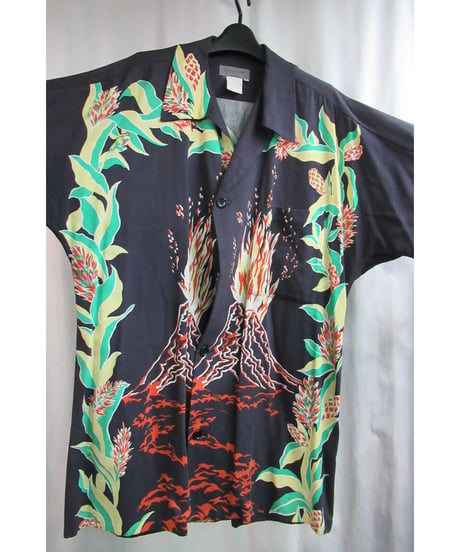 レア 97ss yohji yamamoto pour homme vintage 火山プリントデザインドレスシャツ HU-D14-262