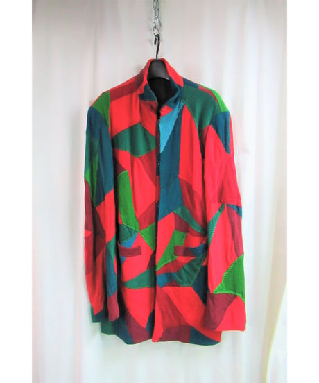 2000AW yohji yamamoto pour homme パッチワークスタンドカラージャケット  HT-J72-903